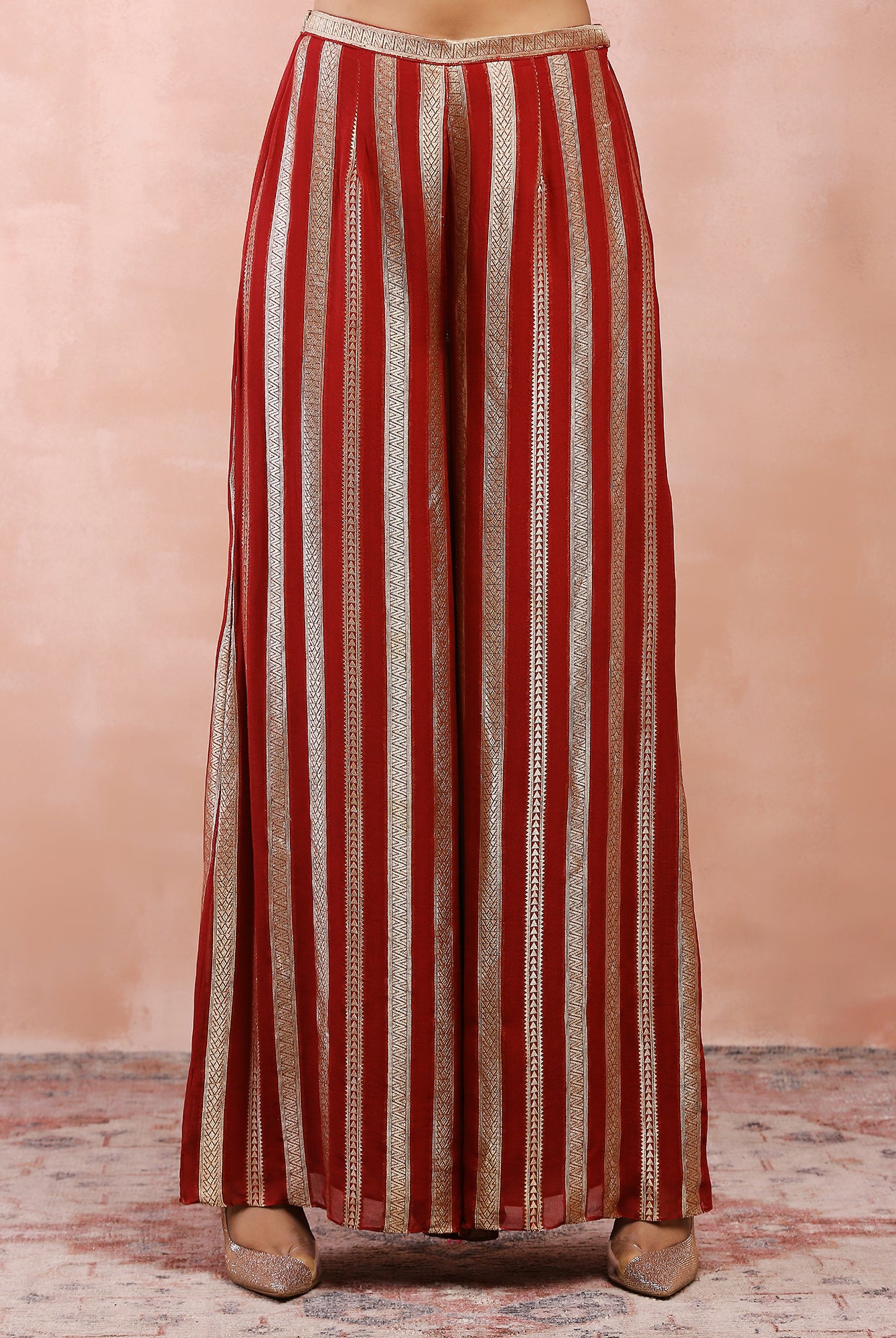 MAROON EMBROIDERED ANARKALI WITH PALAZZO AND DUPATTA