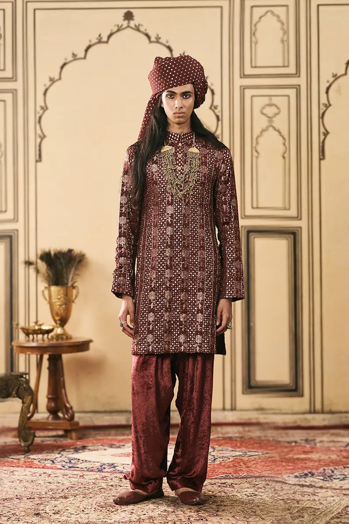 Maroonya Chanderi Brocade Velvet Kurta Set
