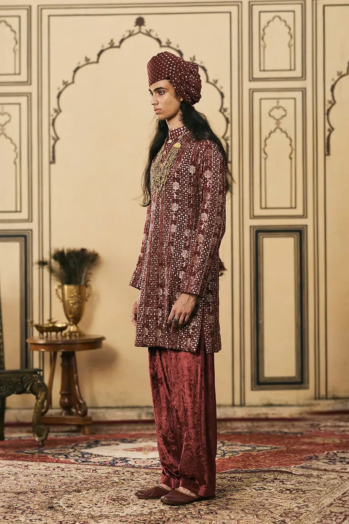Maroonya Chanderi Brocade Velvet Kurta Set