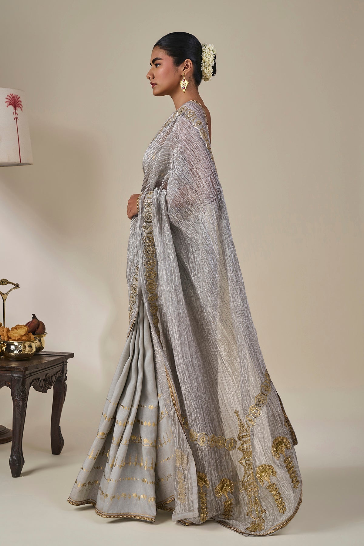 Grey Kathakali Malabar Saree