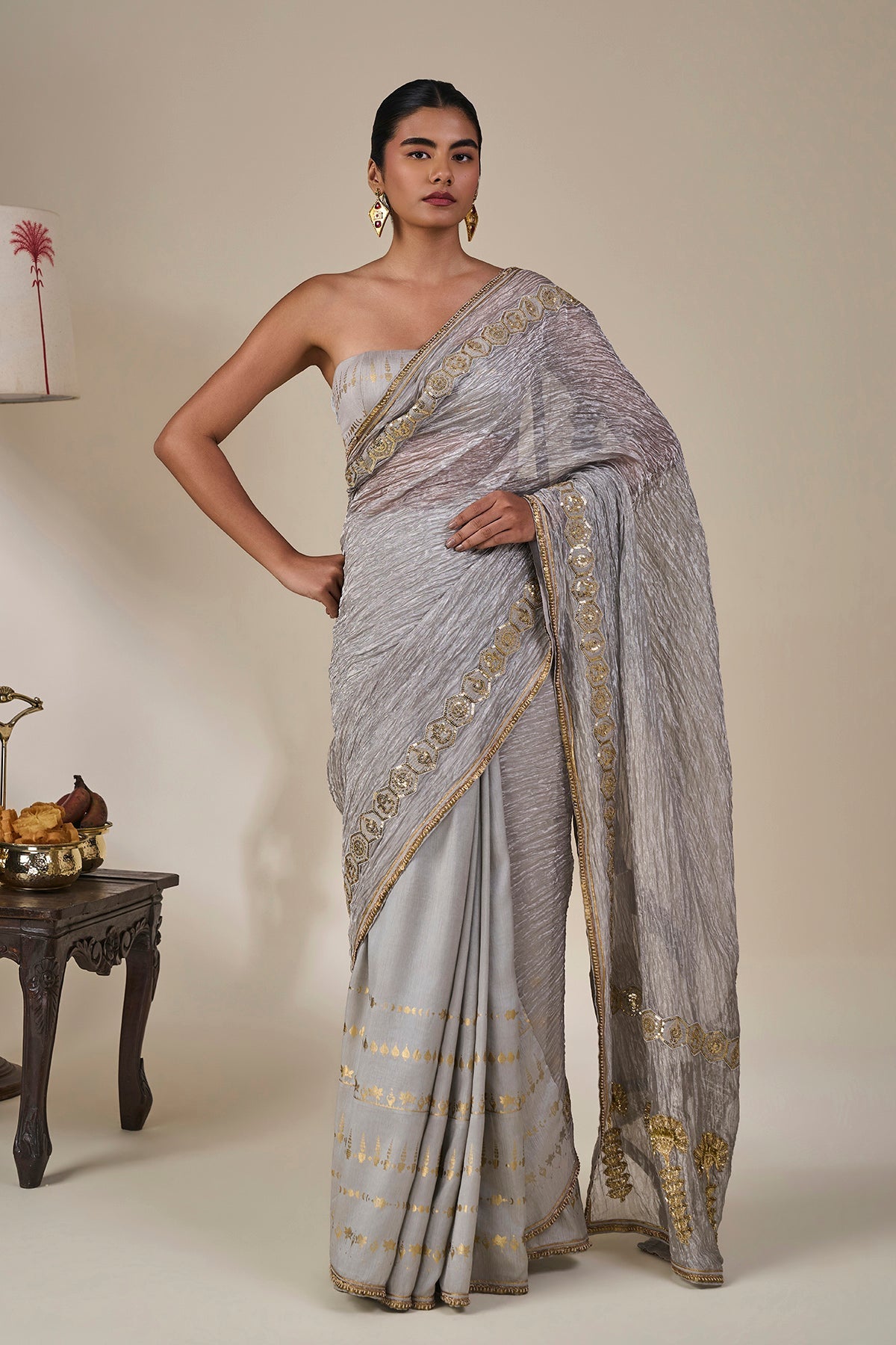 Grey Kathakali Malabar Saree