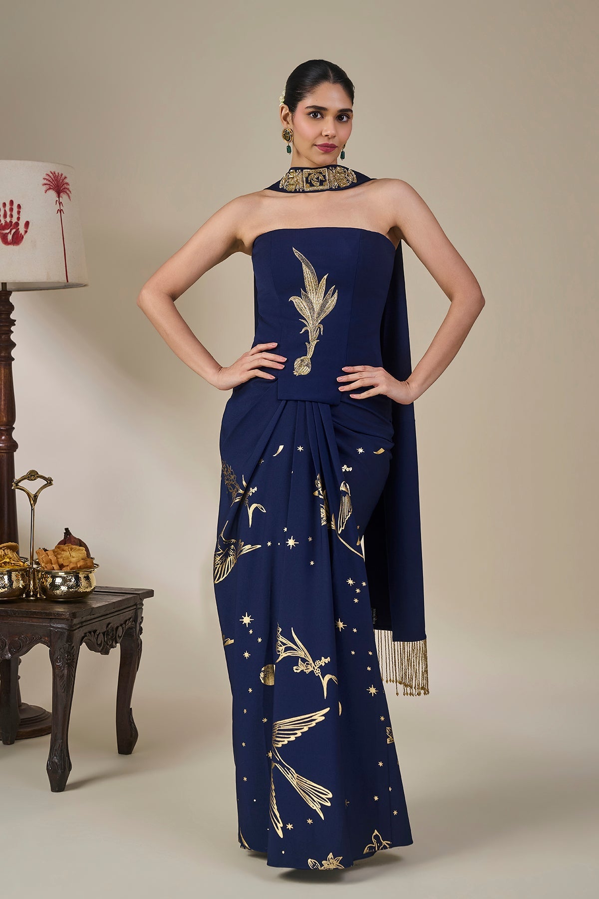 Blue Cosmic Birdsong Corset Set