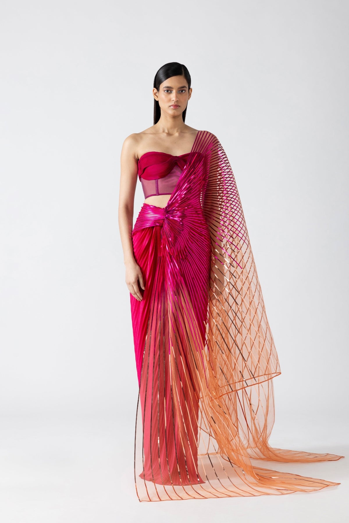 Metallic Saree And Bustier