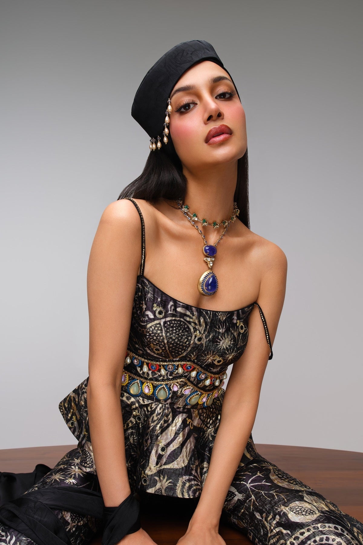 MIDNIGHT POMEGRANATE - PEPLUM SET