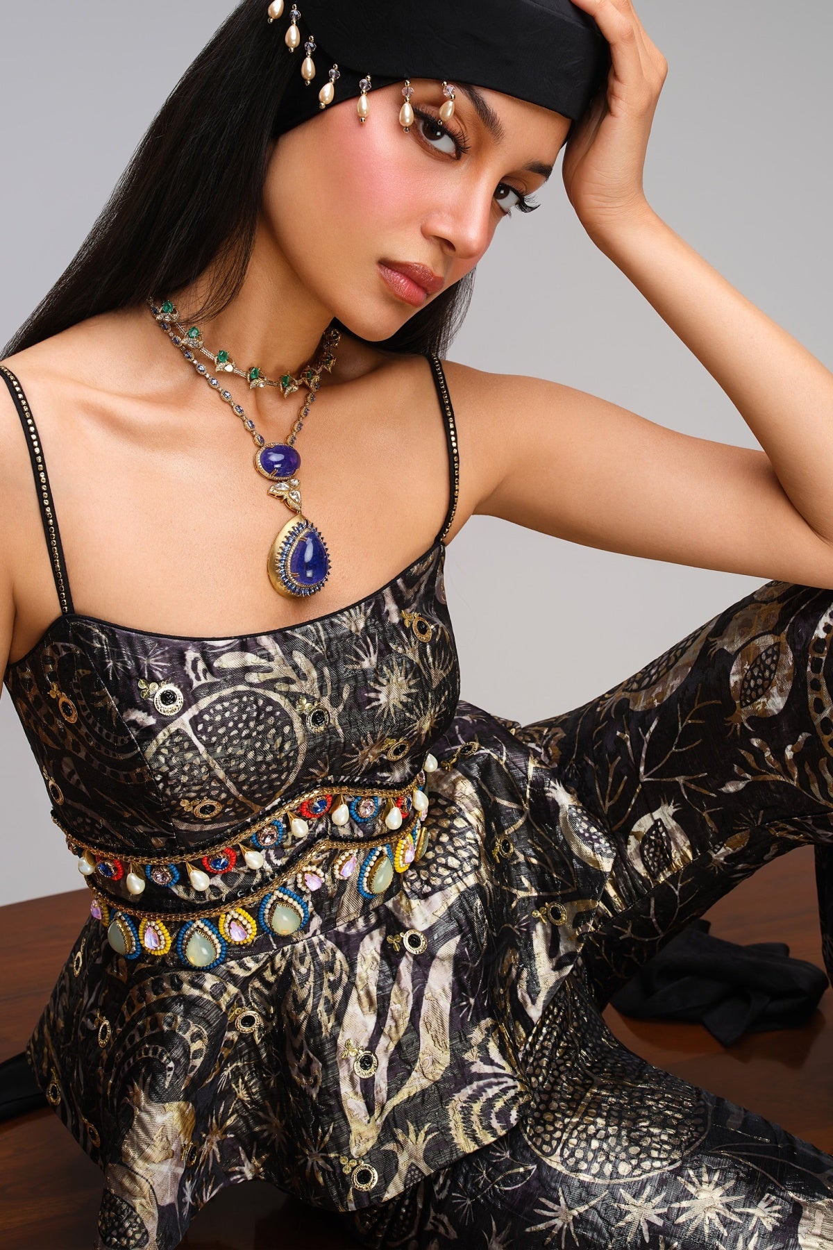 MIDNIGHT POMEGRANATE - PEPLUM SET