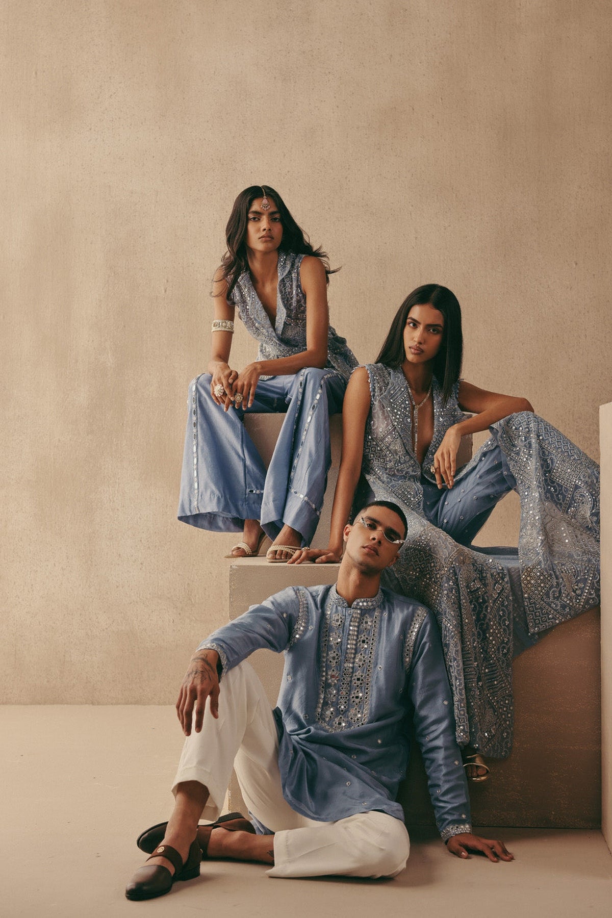 Mirror & Zari Embellished Kurta Set
