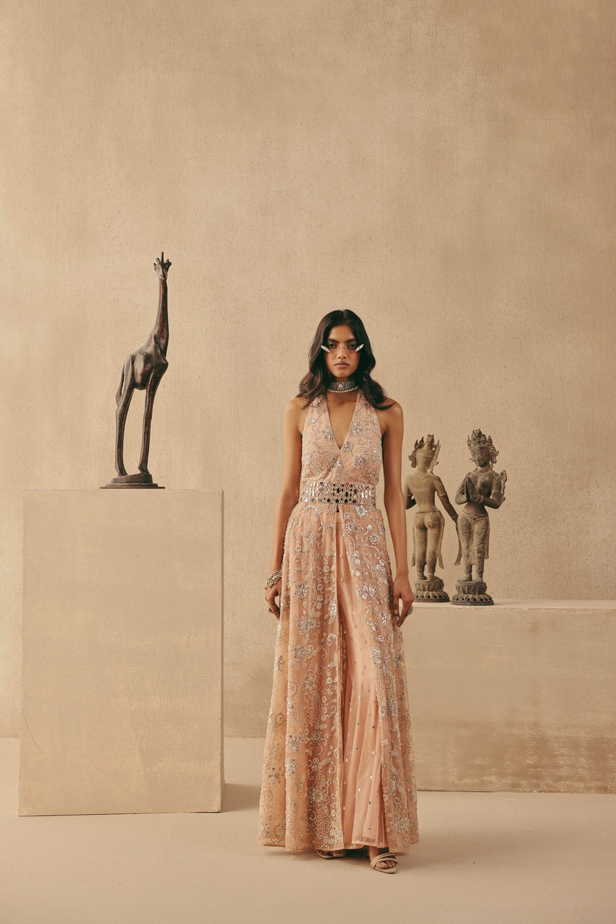 Mirrorwork Halter Neck Dress