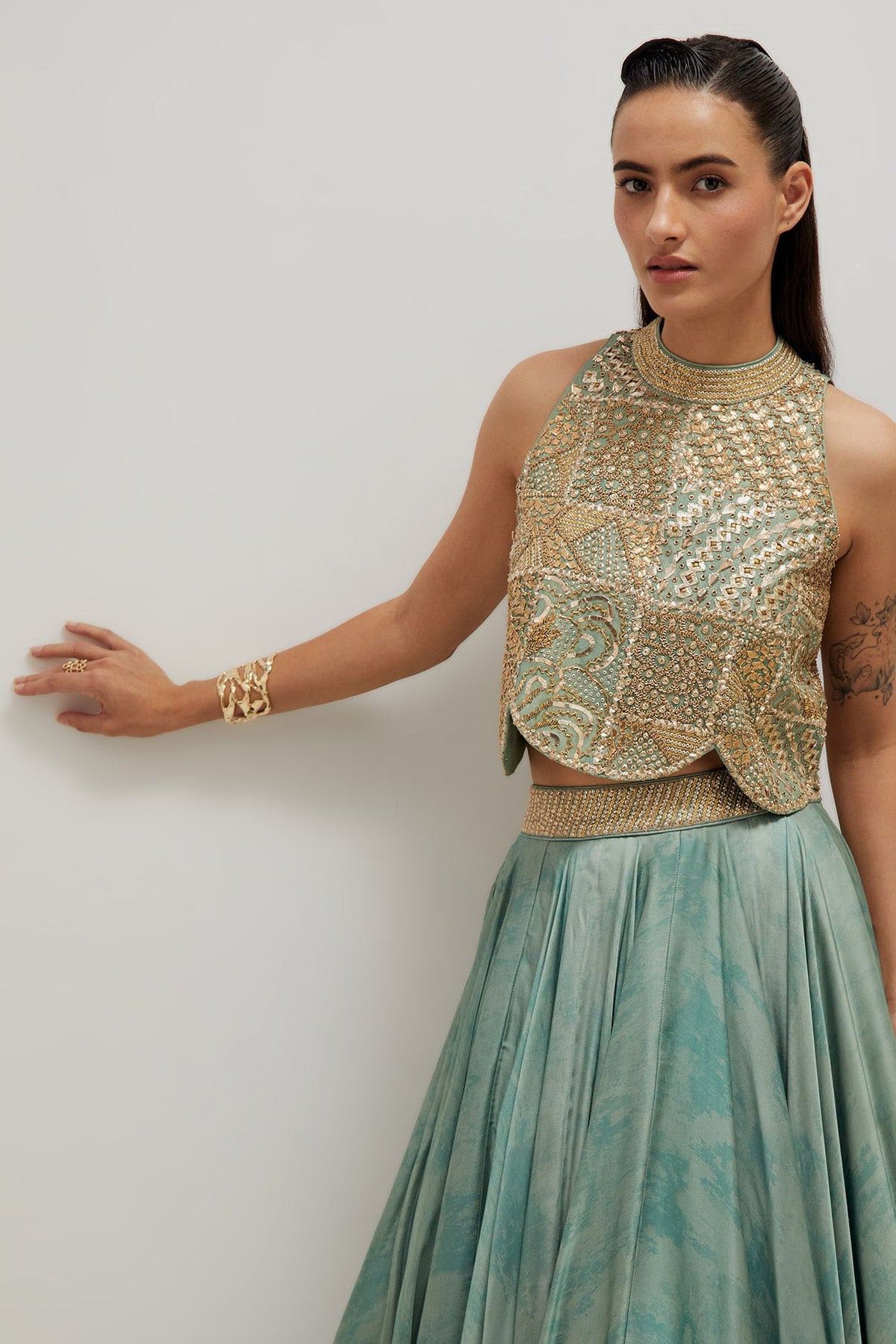 Artistic Scallop Top And Skirt