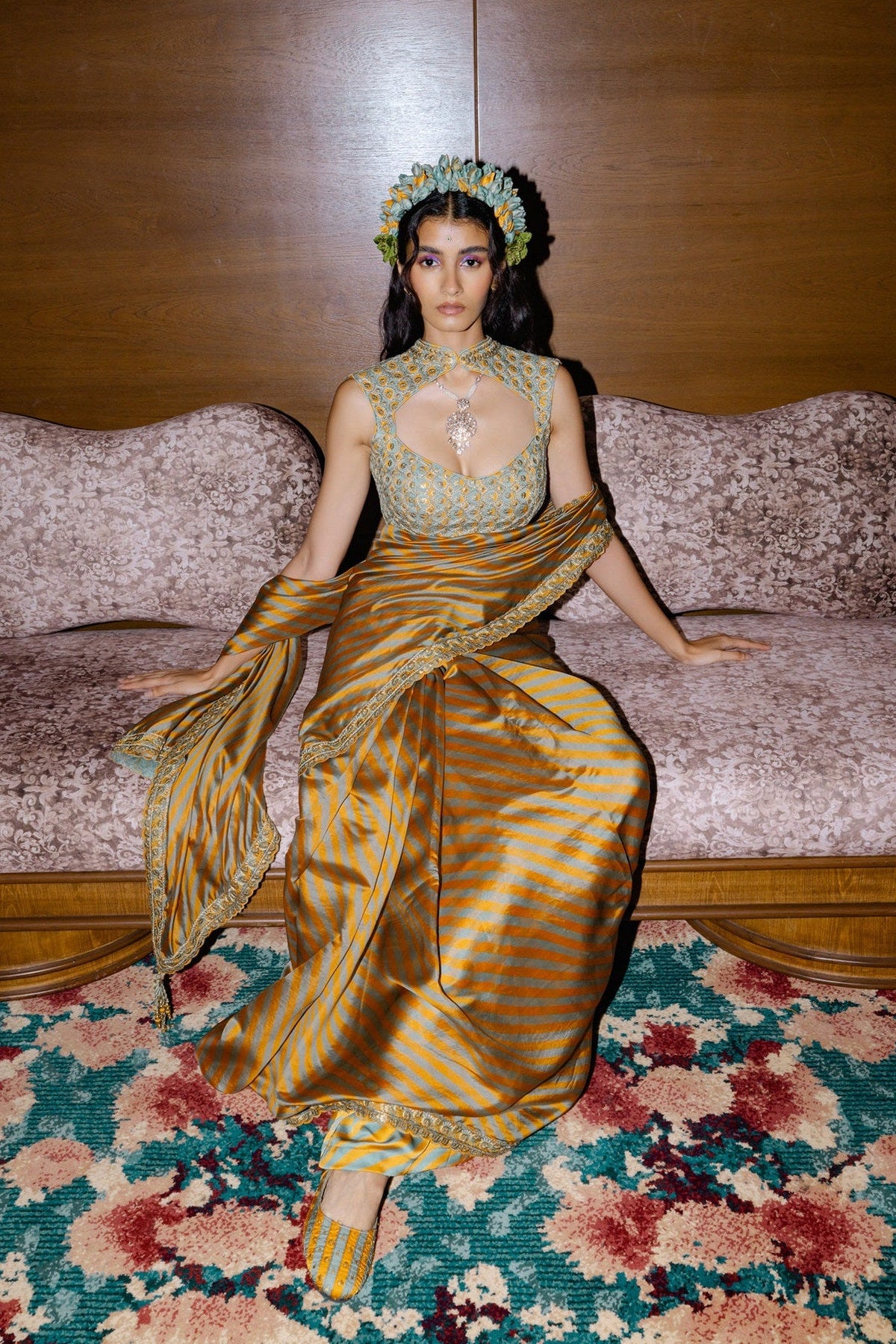 Mustard Saree Set