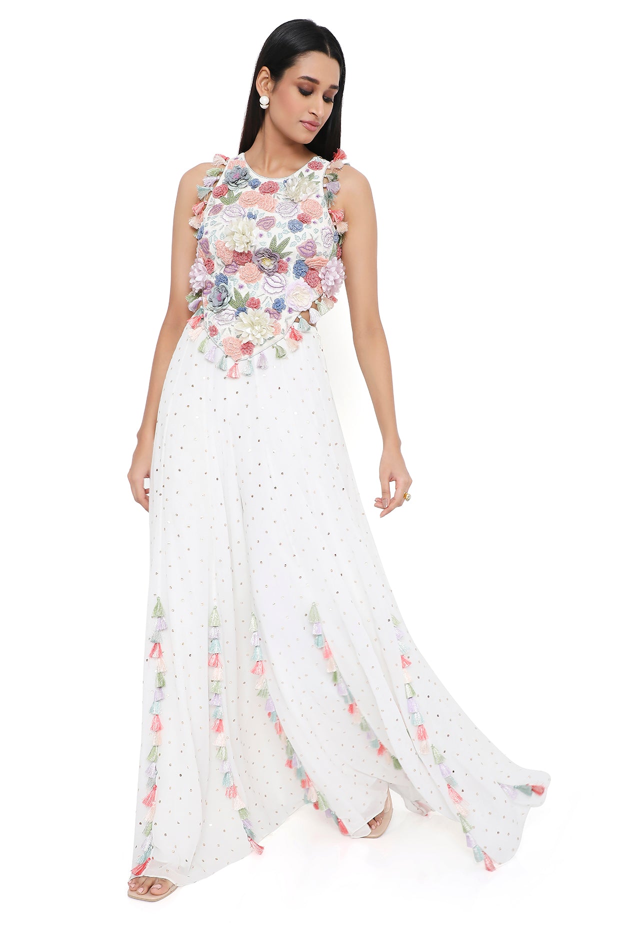 Myza Off White Embroidered Choli With Sharara