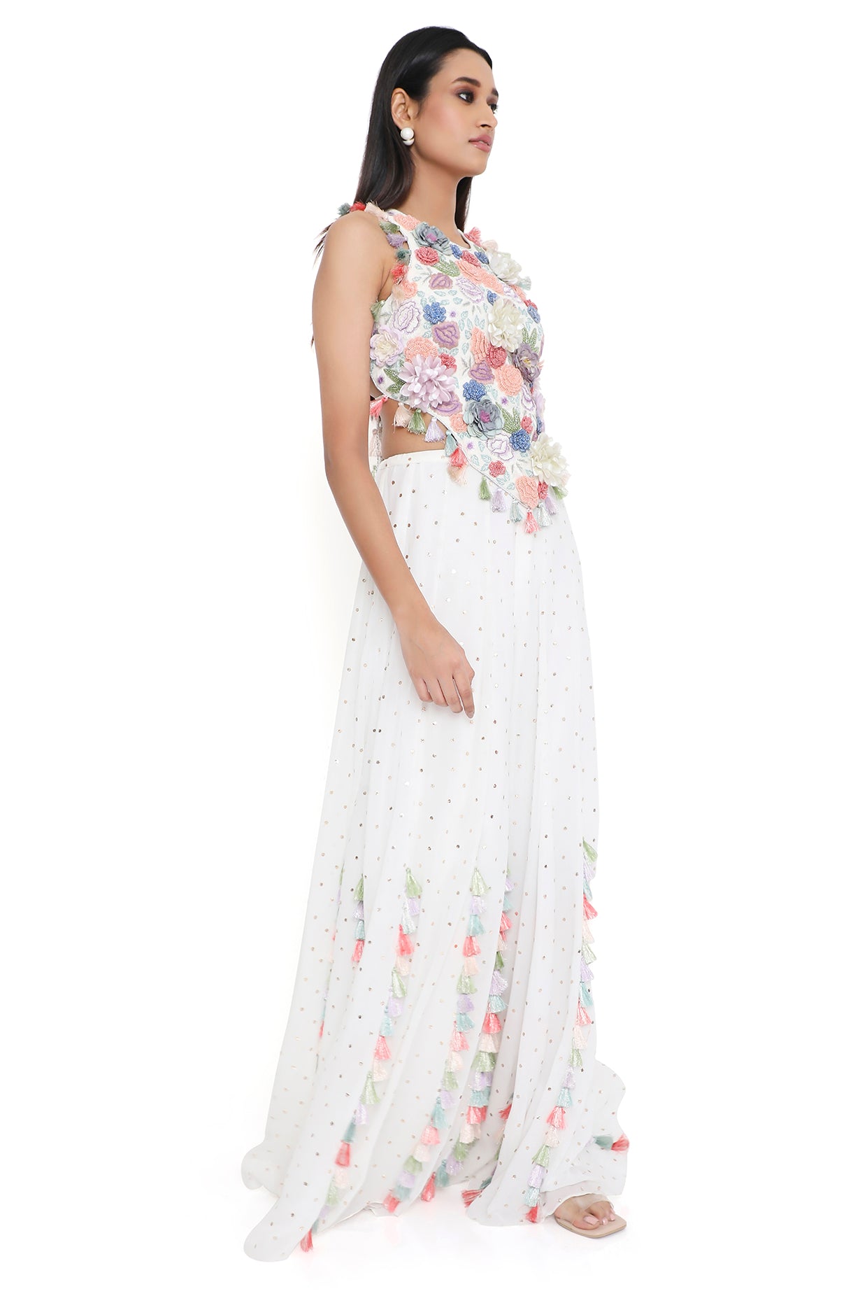 Myza Off White Embroidered Choli With Sharara