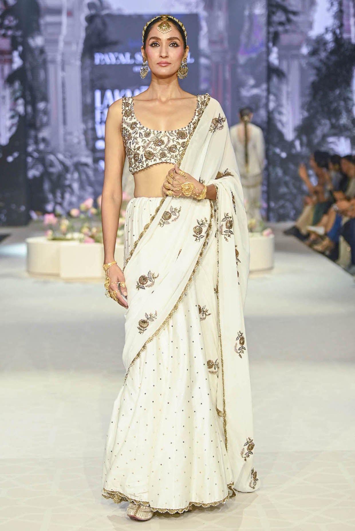 Najia Off White Choli With Embroidered Saree