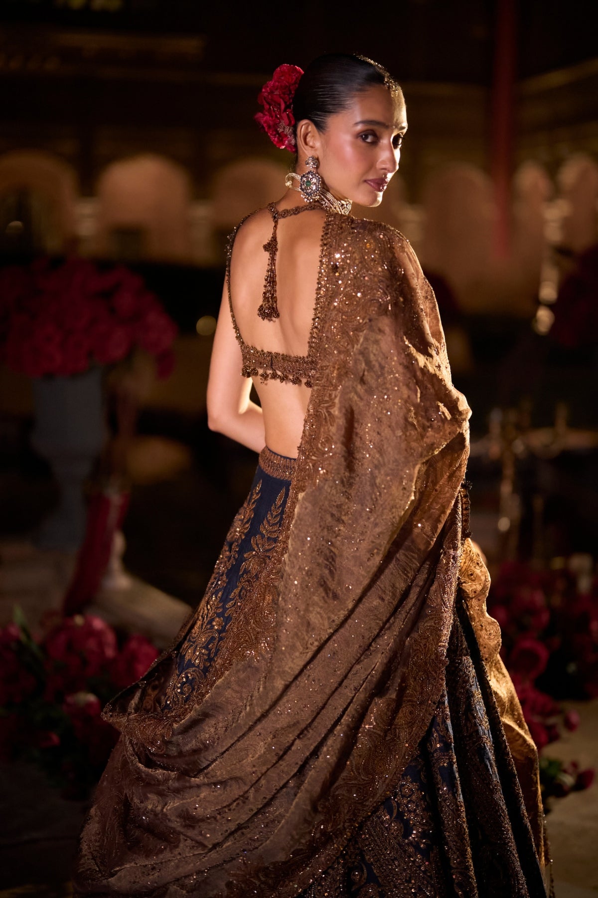 Navy Blue Paisley Lehenga Set