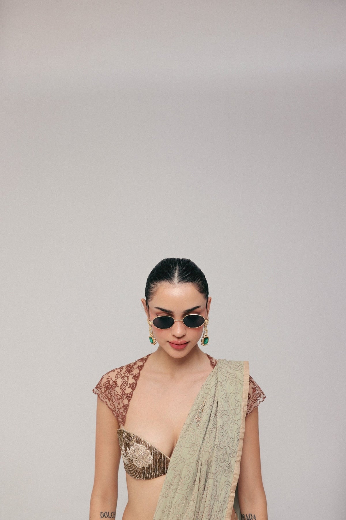Notes of sage, hints of gold sari