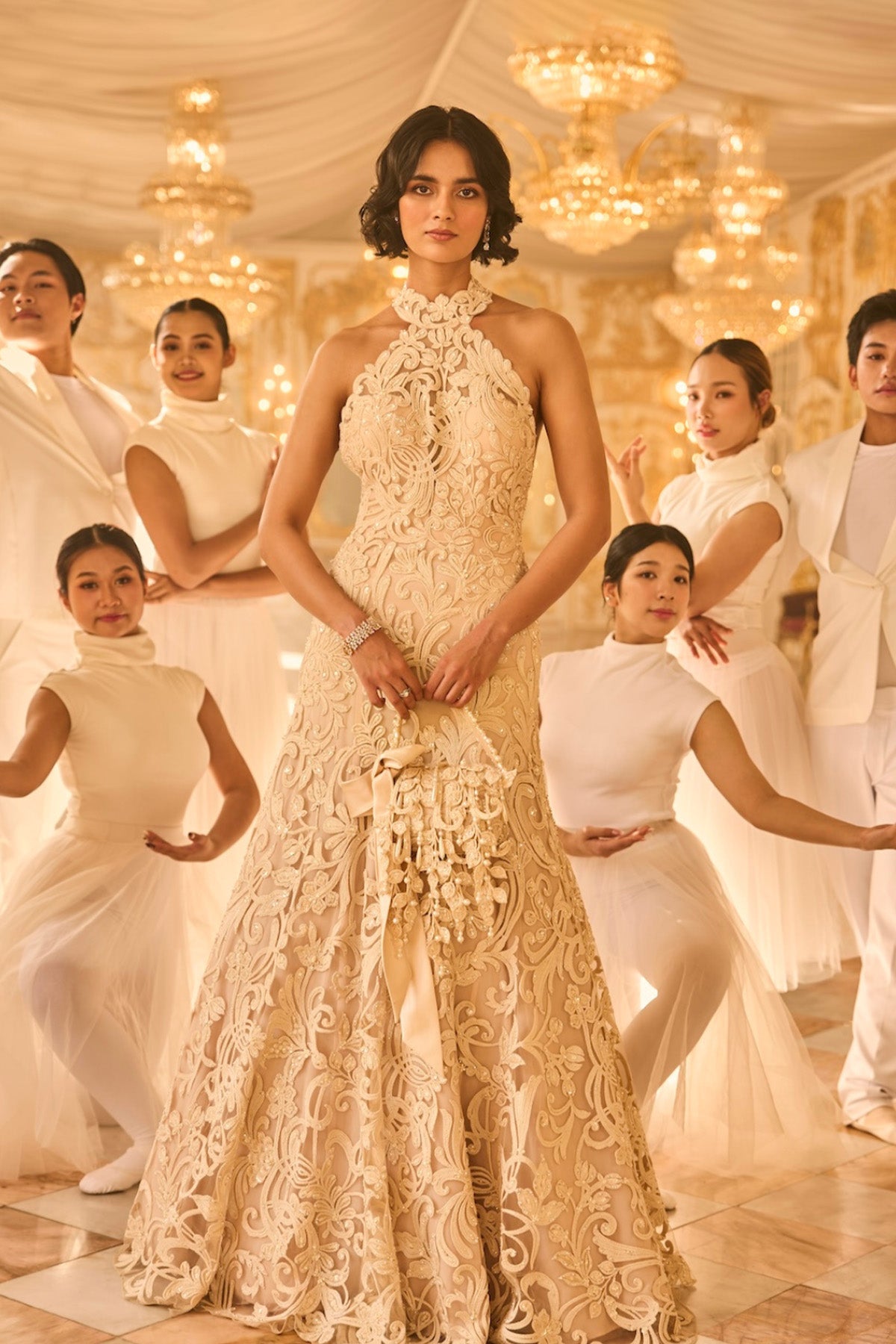 Nude Halter Neck Gown