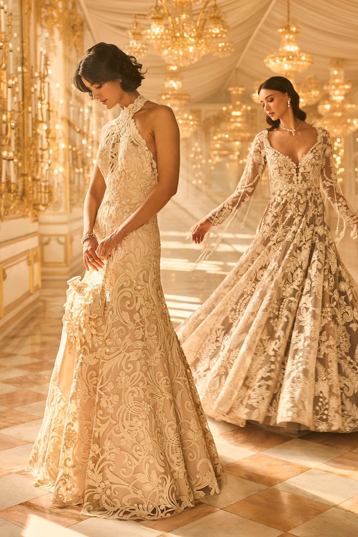 Nude Halter Neck Gown