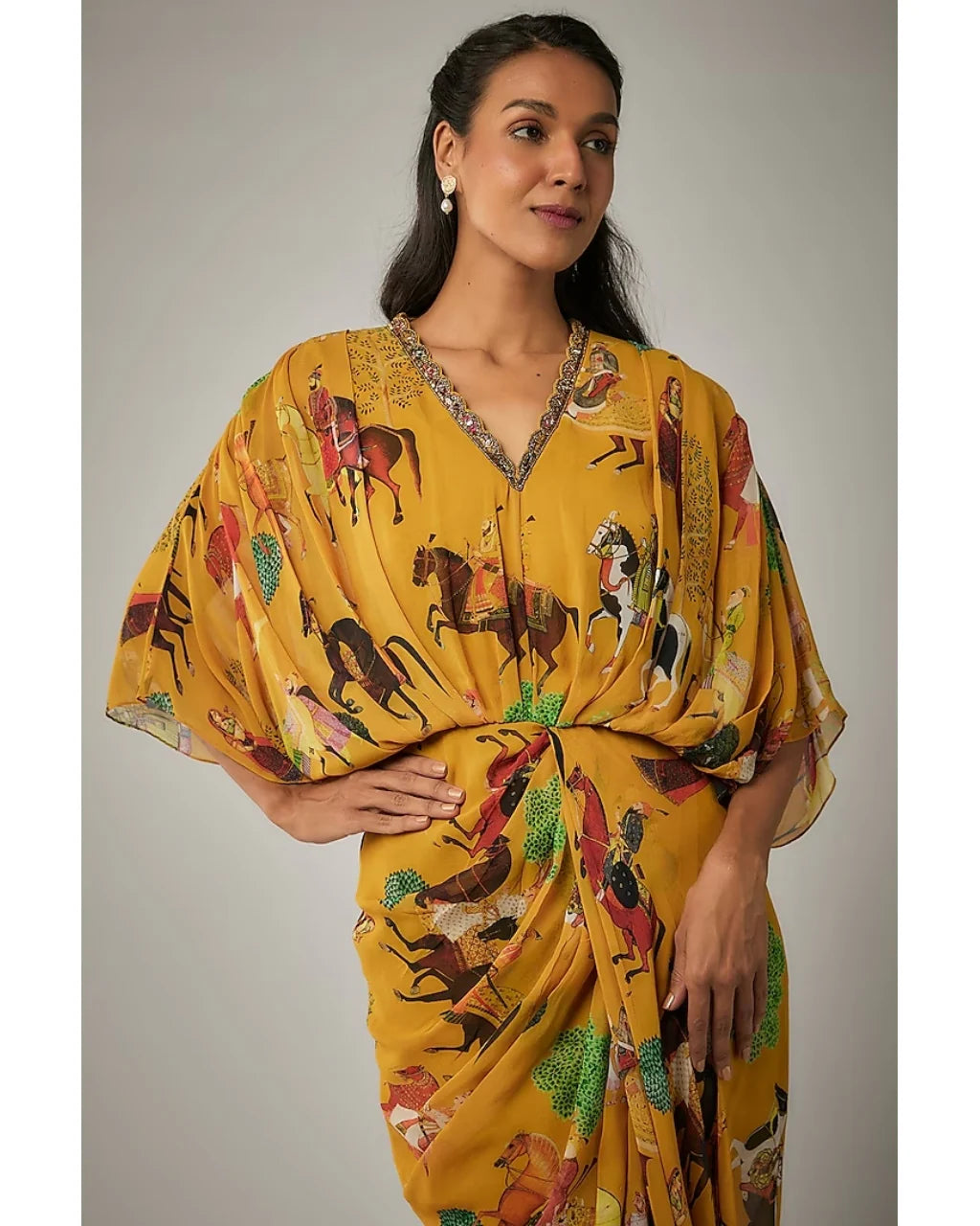Mango Printed Drape Dress