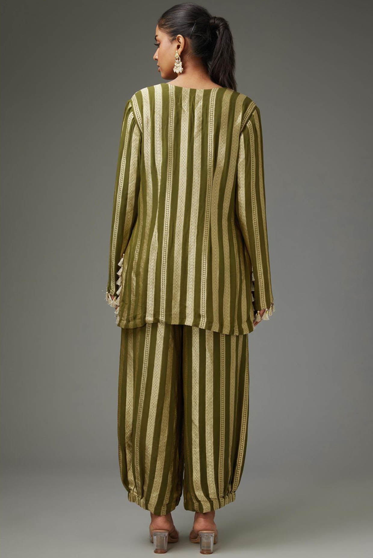 Olive Green Embroidered Kurta And Pant