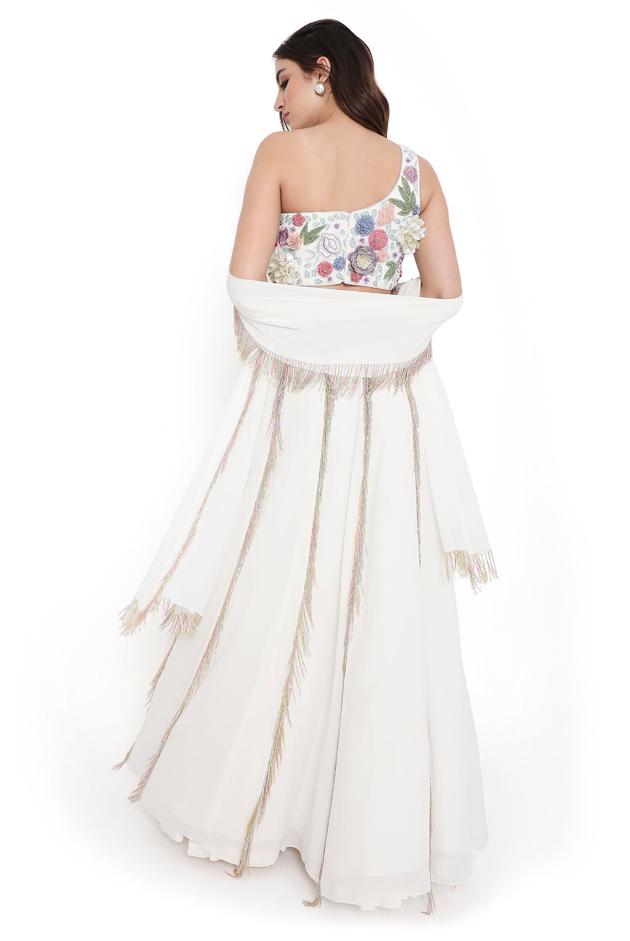 Paloma Off White Embroidered Choli And Lehenga With Dupatta