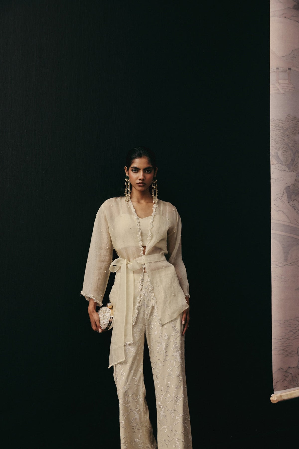 Organza overlay belt jacket