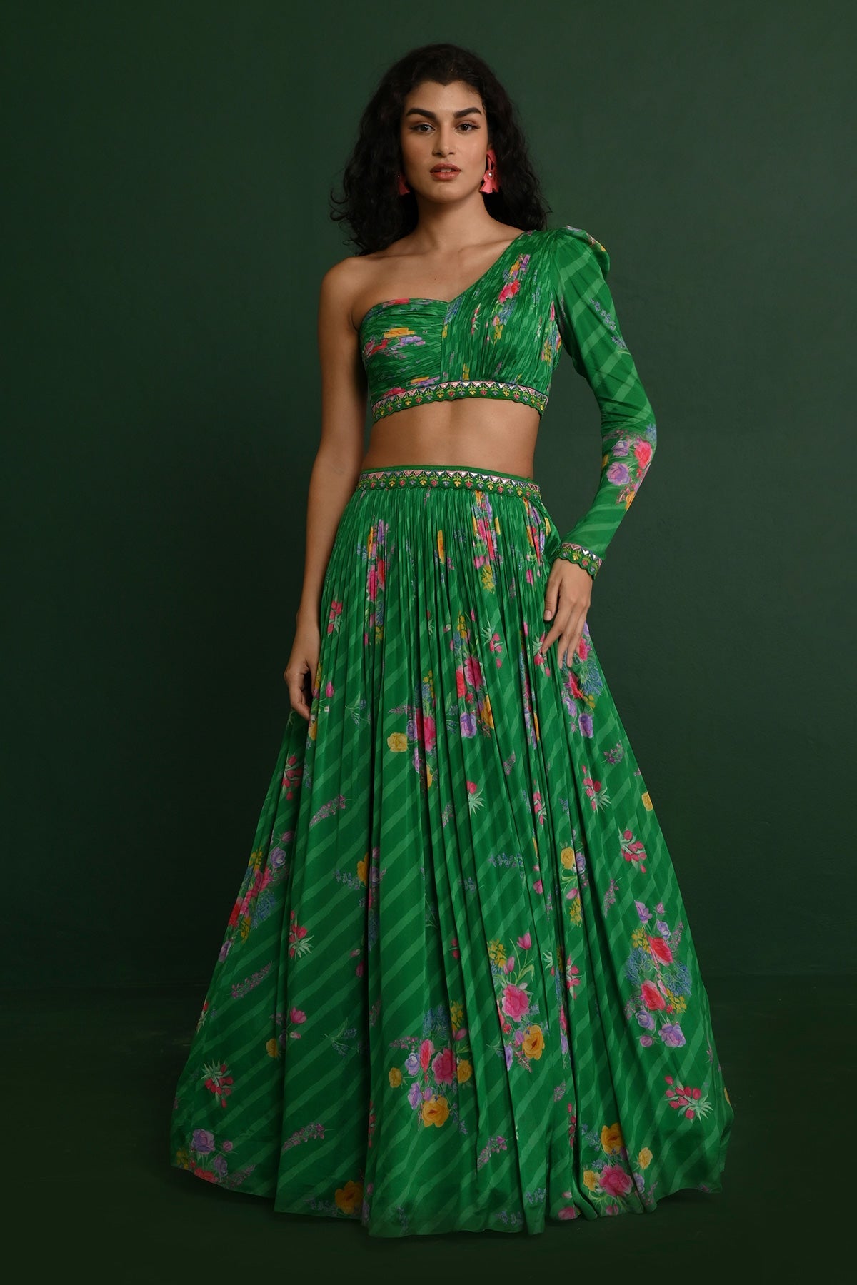 ADELE GEORGETTE RUCHED ONE SHOULDER SET