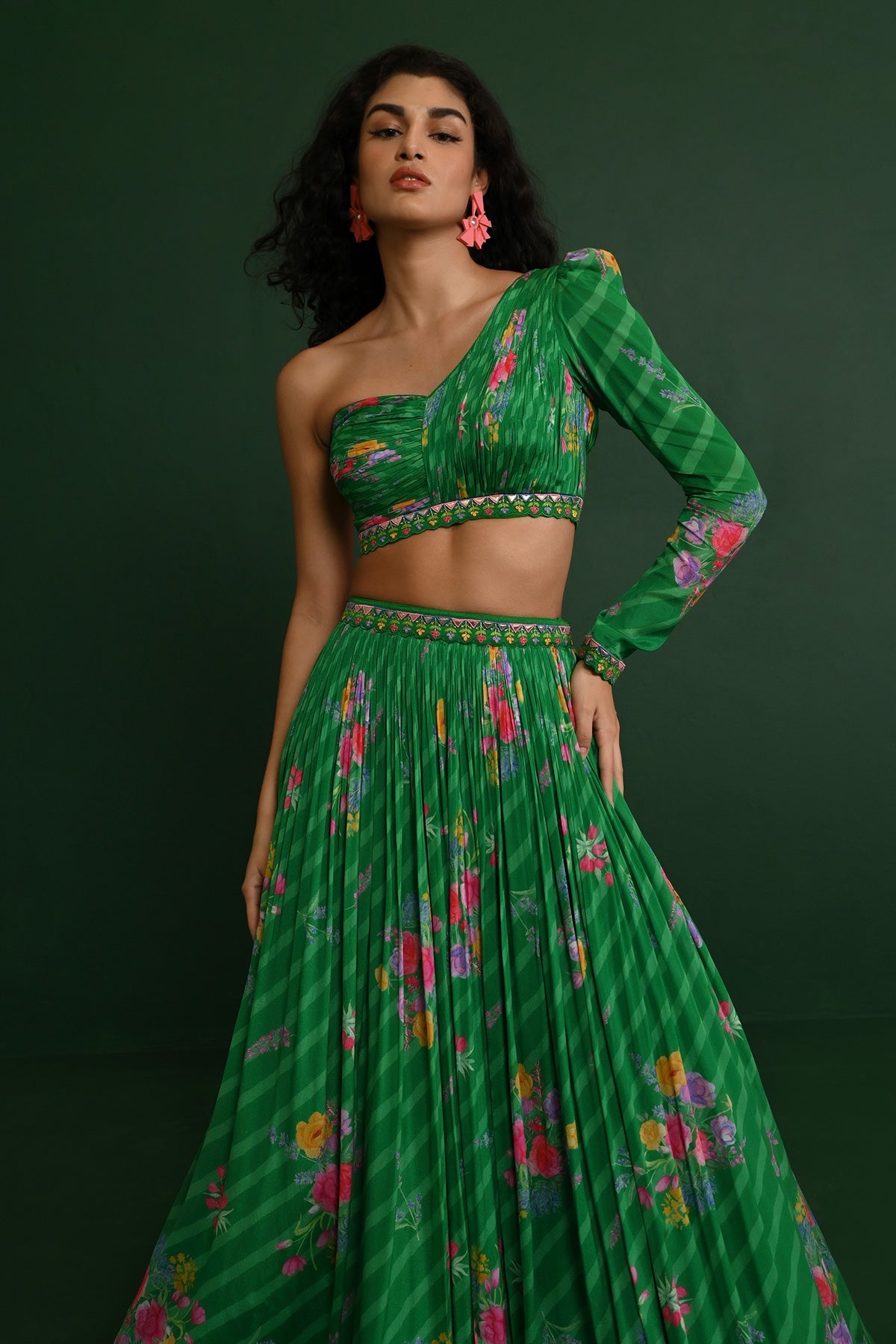 ADELE GEORGETTE RUCHED ONE SHOULDER SET