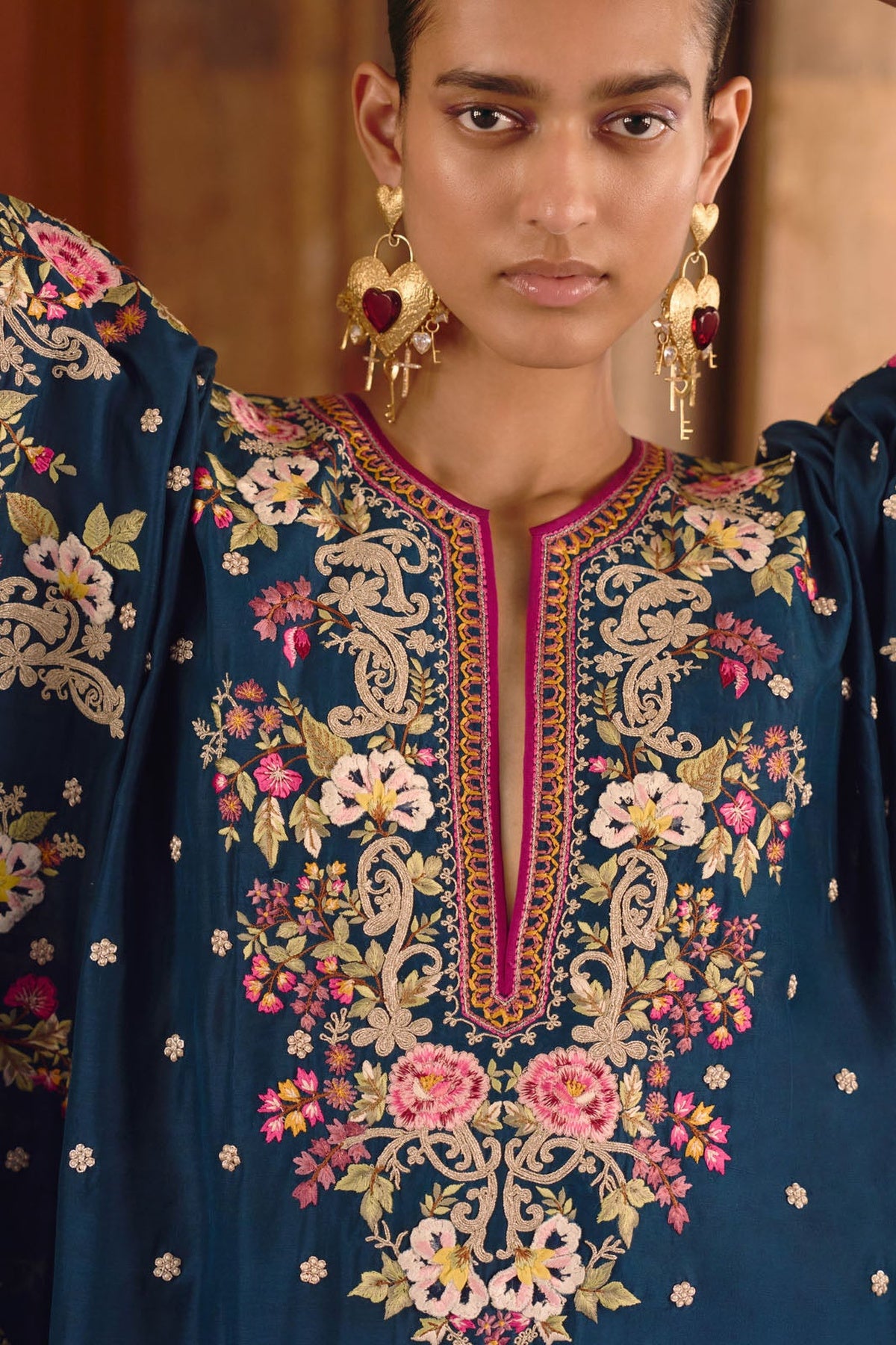 Peacock Blue Umang Chitta Kaftan Set