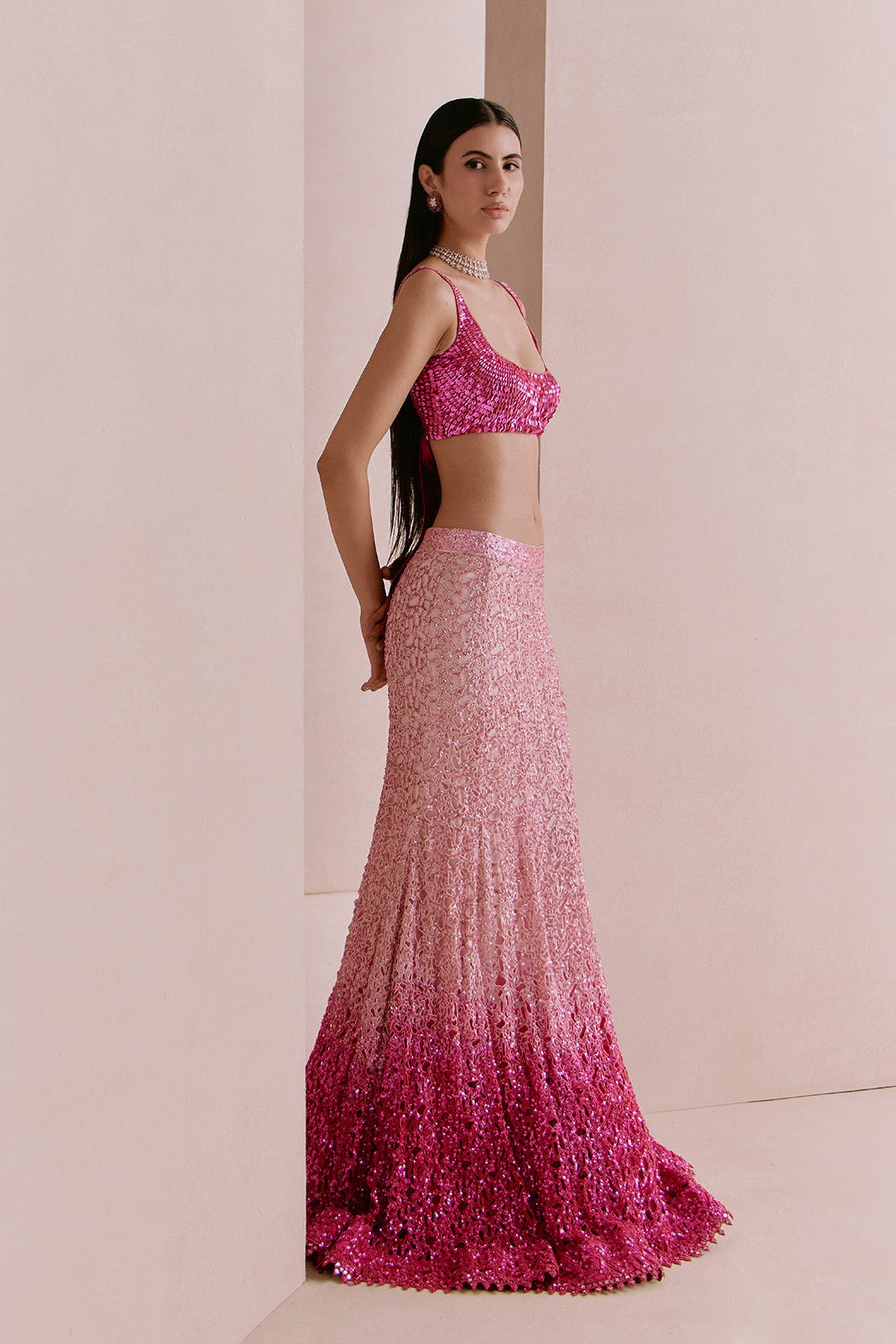 pink ombre cutwork fishcut set