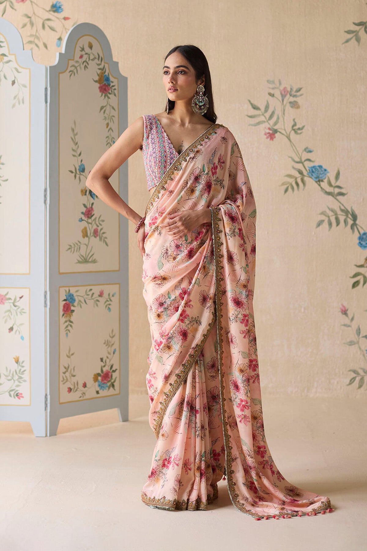 Pink Silk saree
