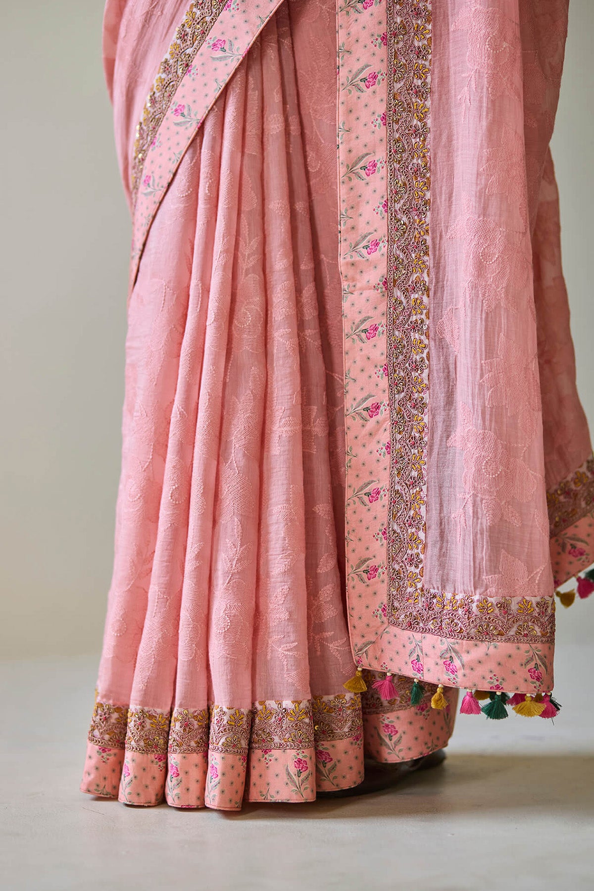 Pink Threadwork Saree