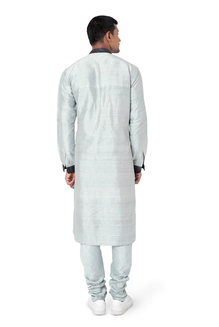 PLAE BLUE COLOUR DUPION SILK KURTA WITH CHURIDAR