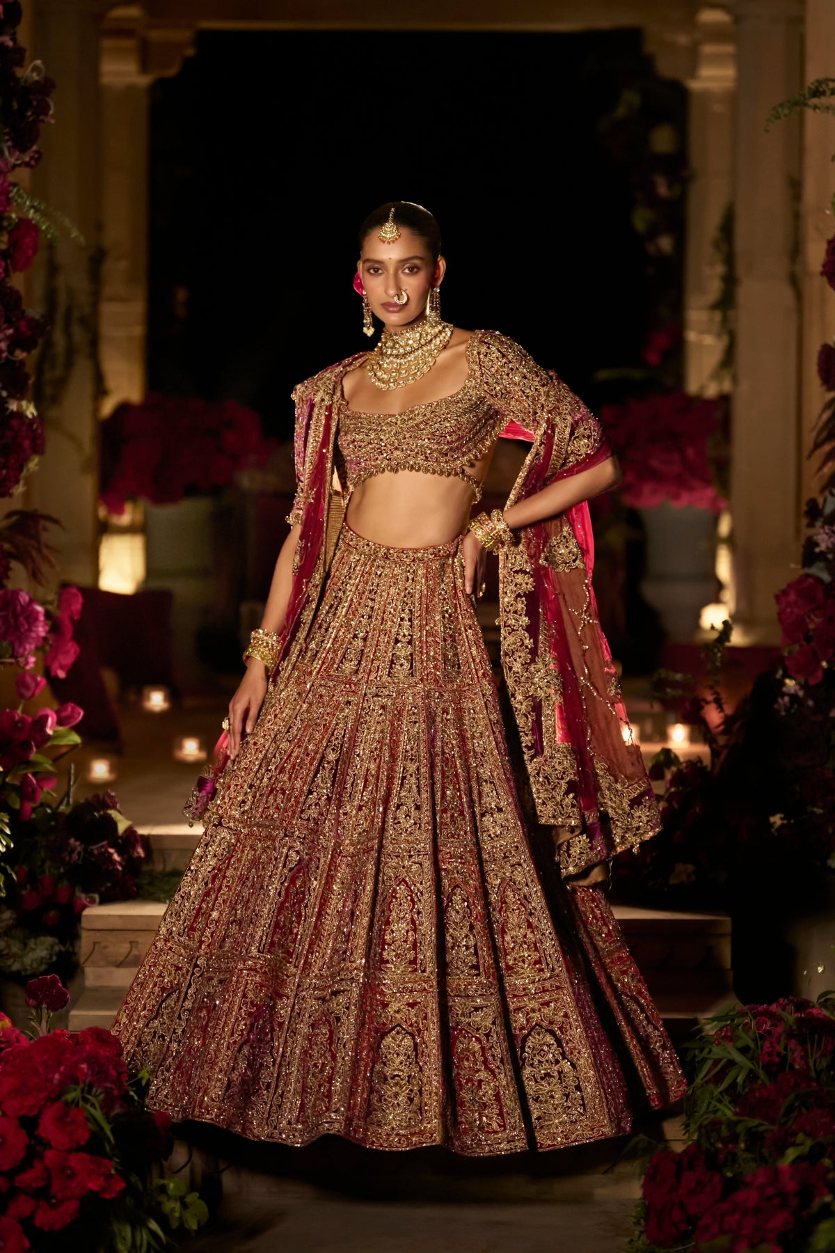 Plum & Maroon Zardosi Lehenga Set