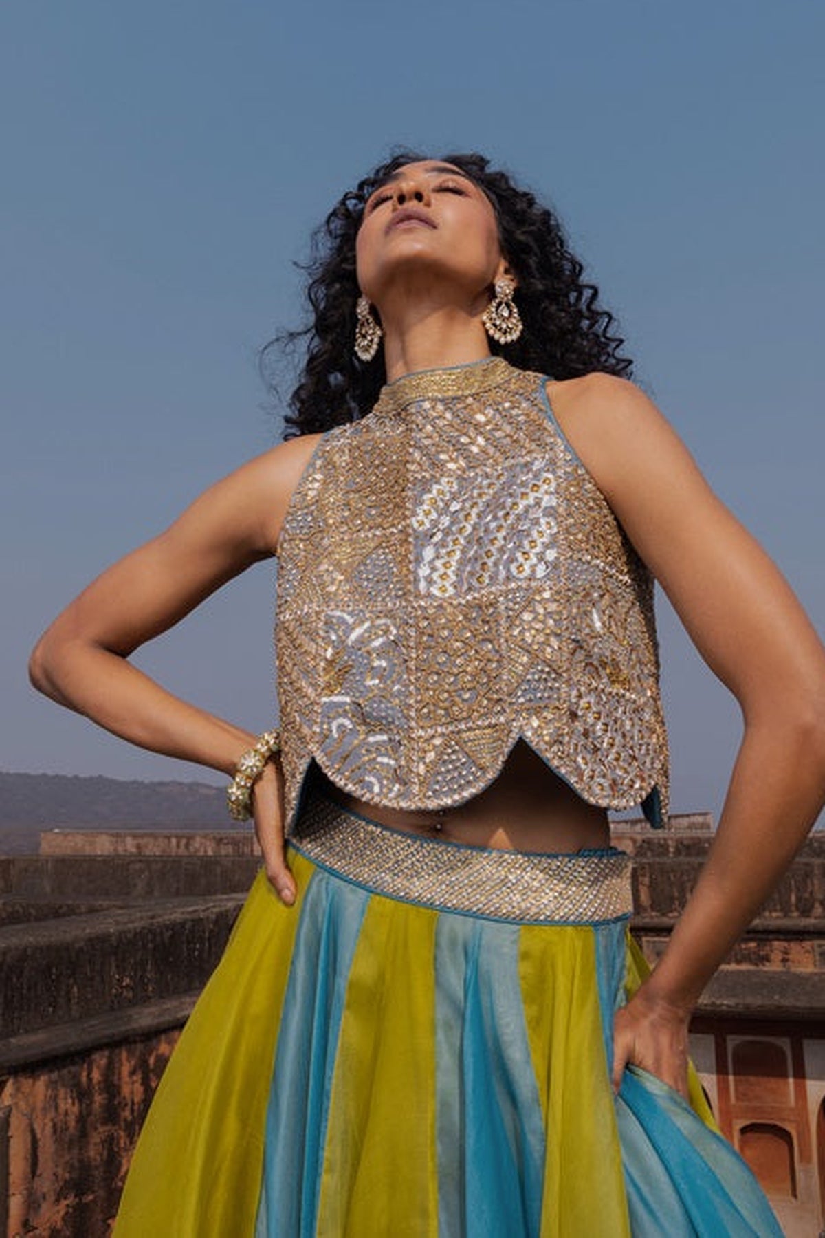 Artistic Scallop Top And Skirt