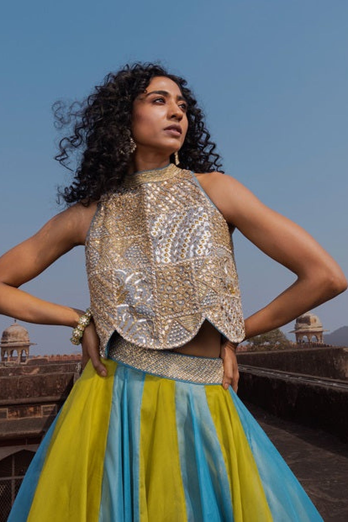 Artistic Scallop Top And Skirt