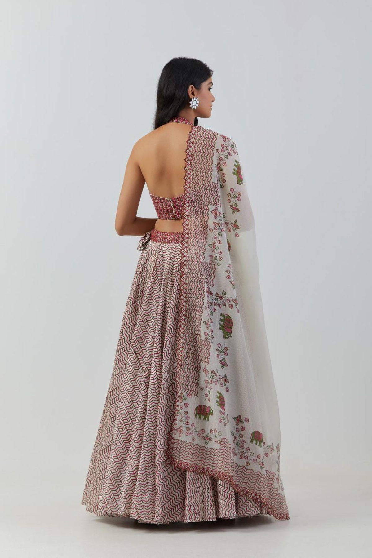 Ivory Printed Lehenga With Blouse & Dupatta