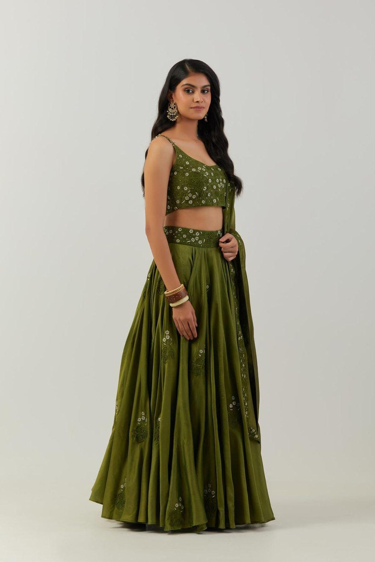 Olive Green Lehenga Set