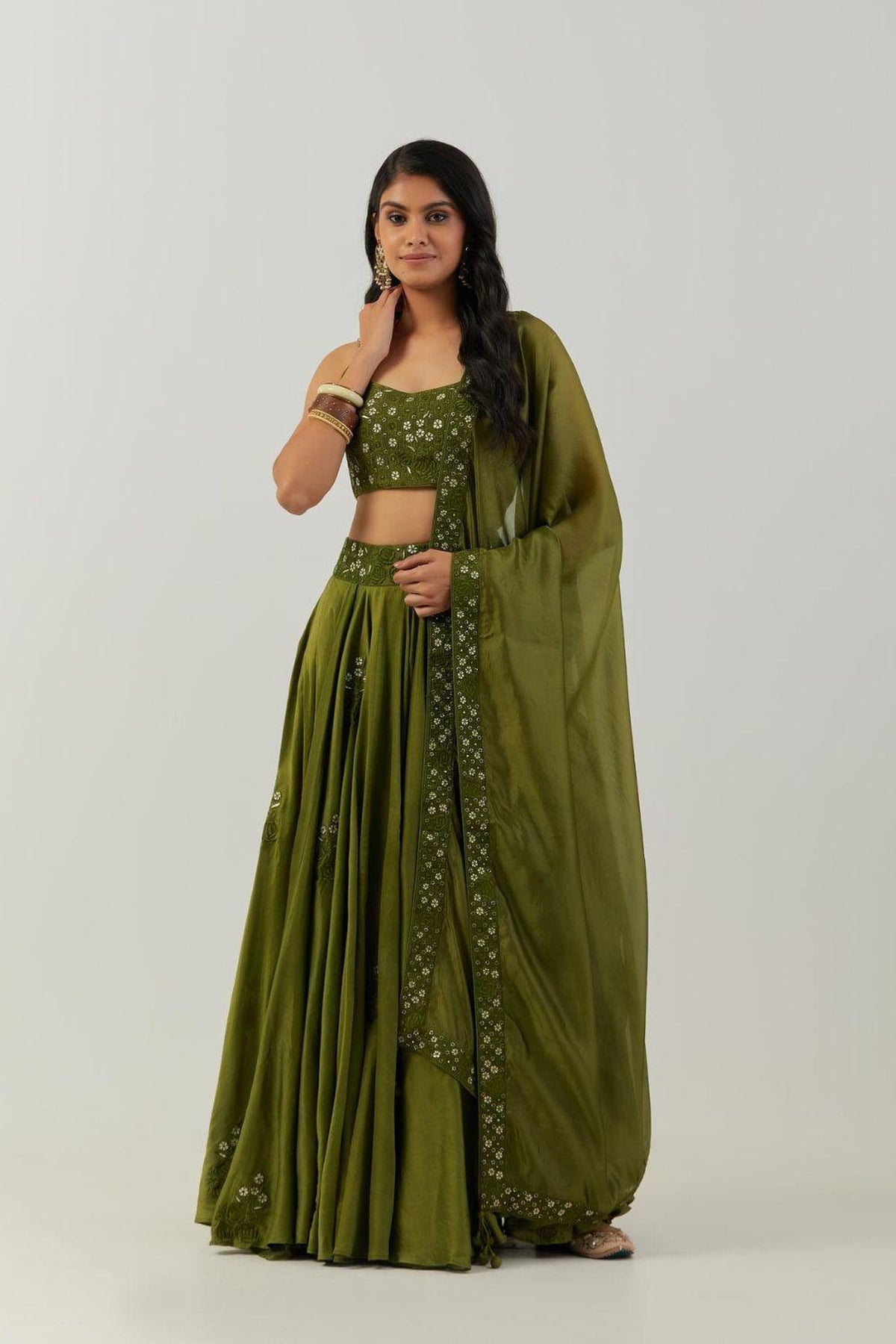Olive Green Lehenga Set