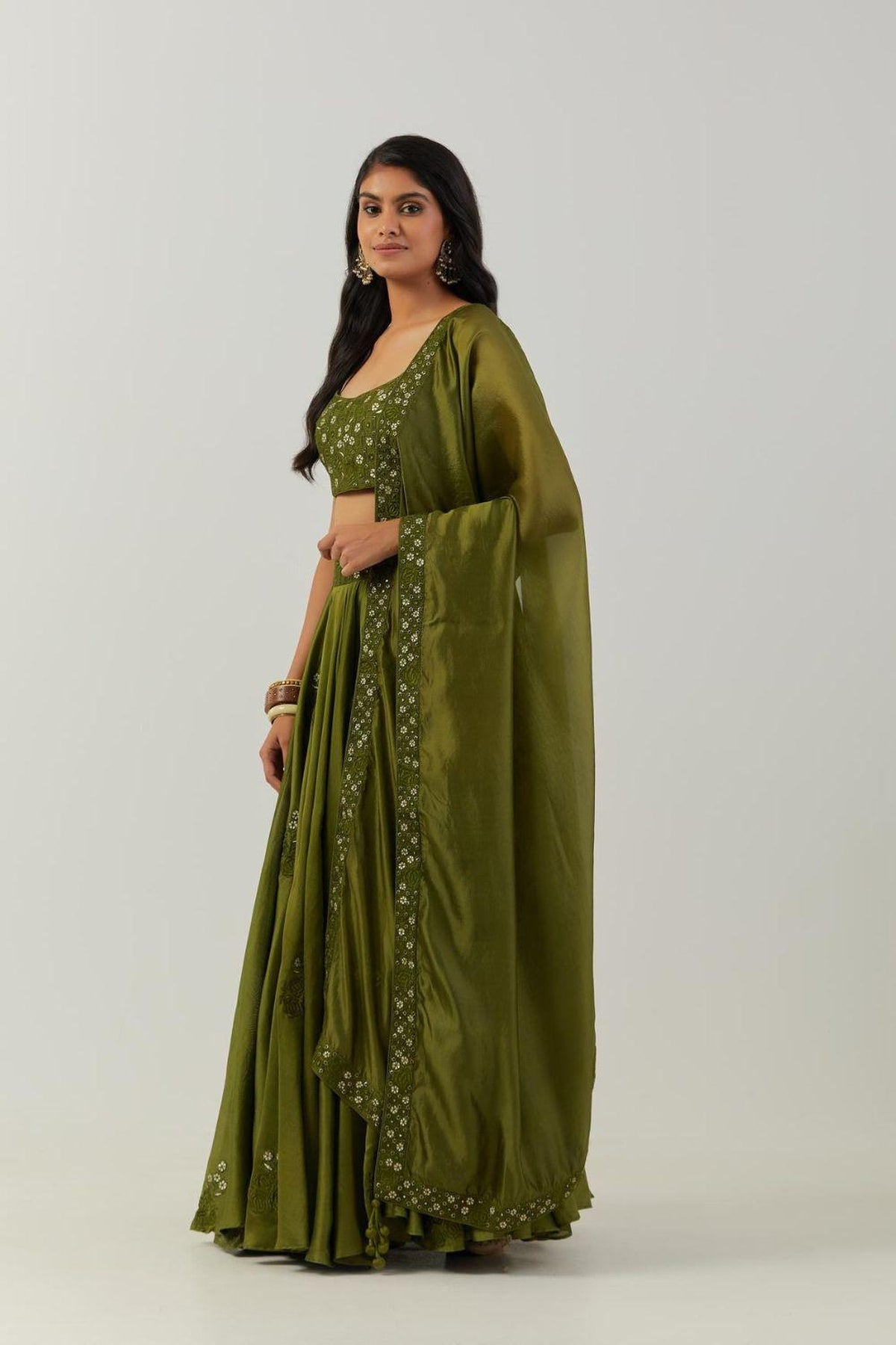 Olive Green Lehenga Set