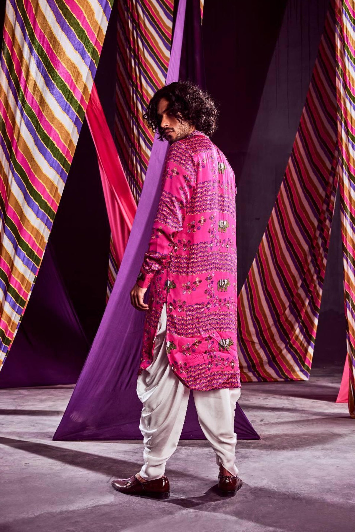 Pink Printed Kurta With Pants
