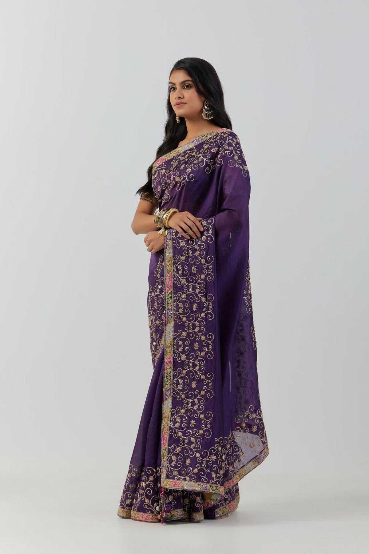 Purple Saree Set