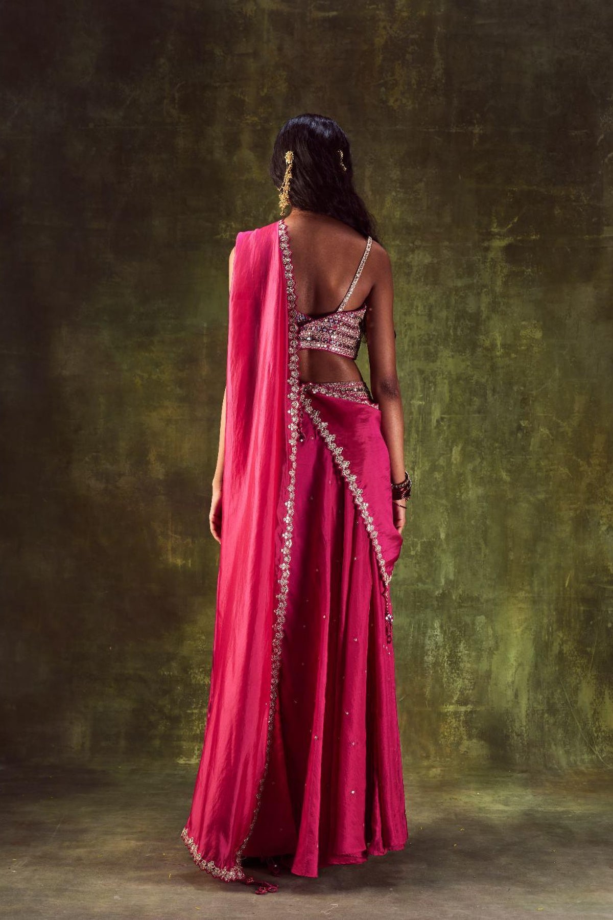 Rani Pink Sharara Paired With Bralette Set