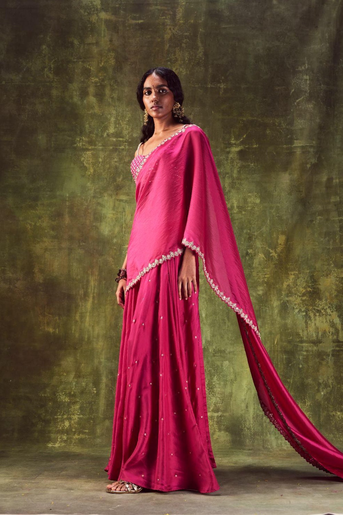 Rani Pink Sharara Paired With Bralette Set