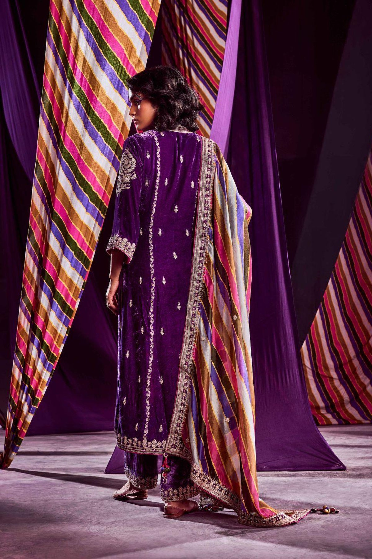 Velvet Kurta With Pants & Dupatta