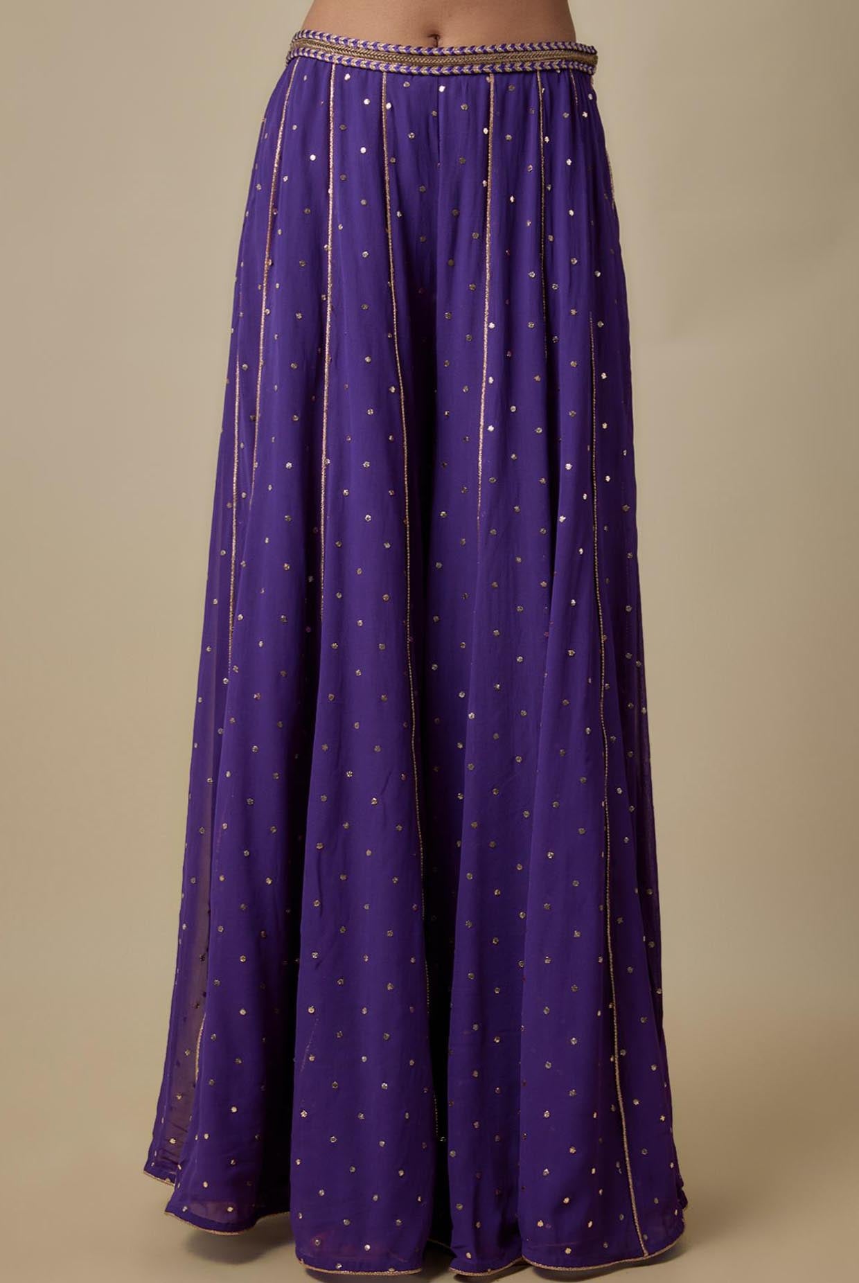 Purple Embroidered Choli With Sharara