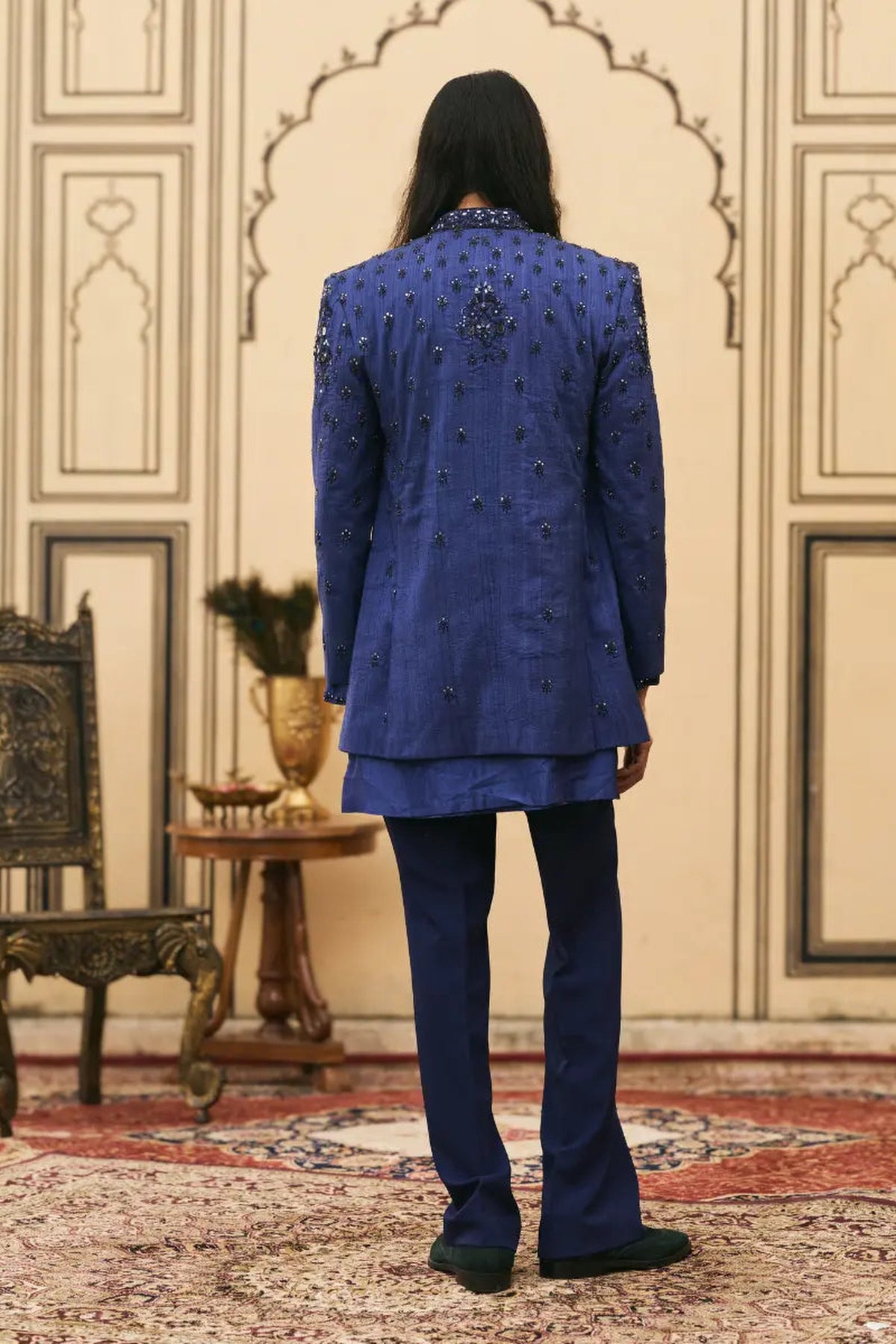 Raat-Neel Chanderi Bandhgala Set