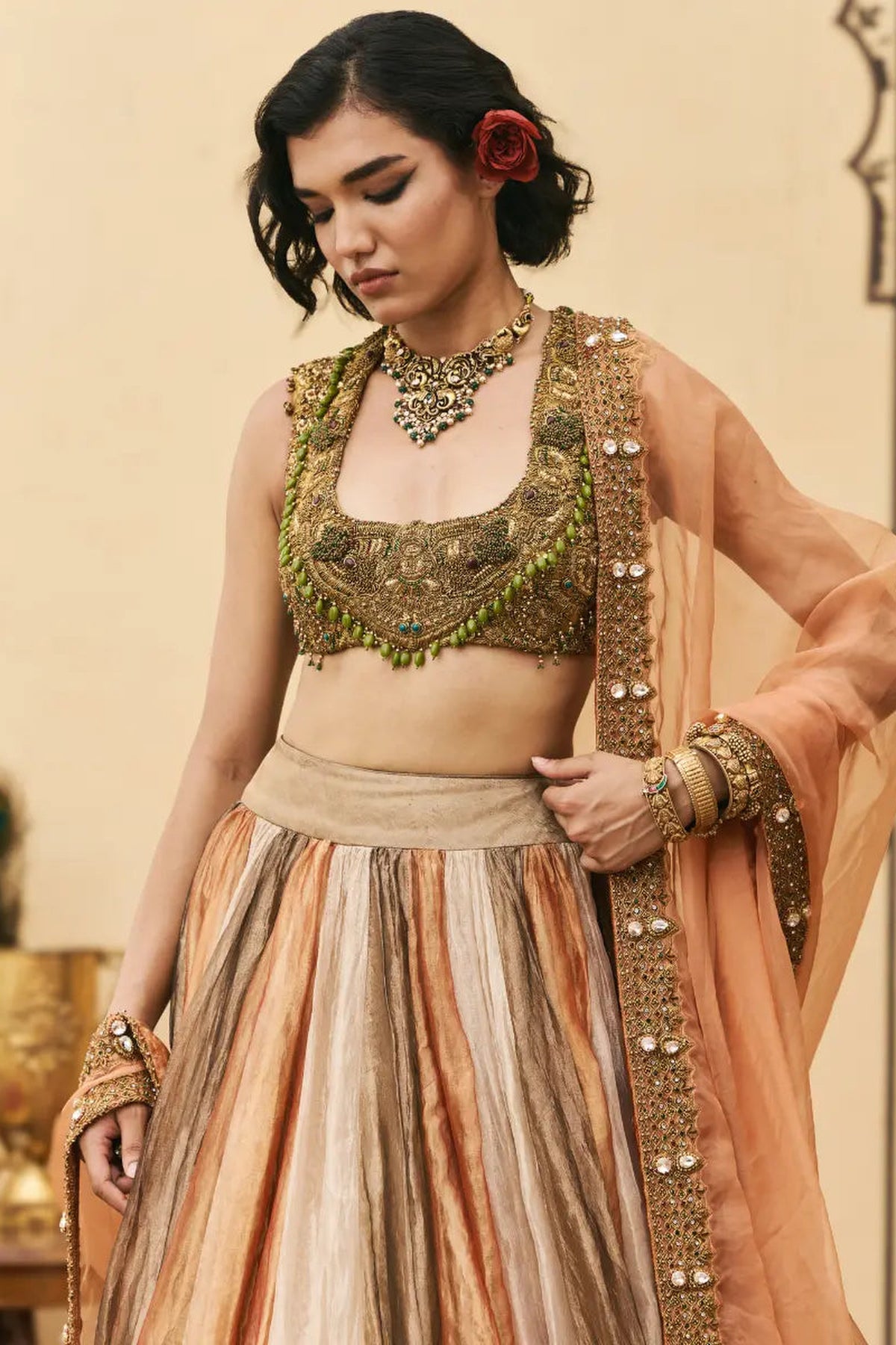 Rangbahar Tissue Brocade Lehenga Set