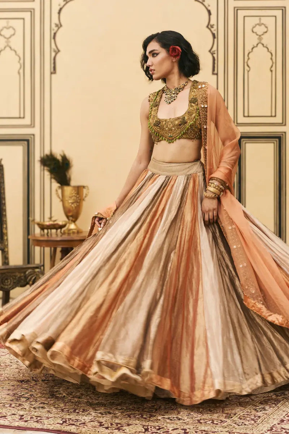 Rangbahar Tissue Brocade Lehenga Set