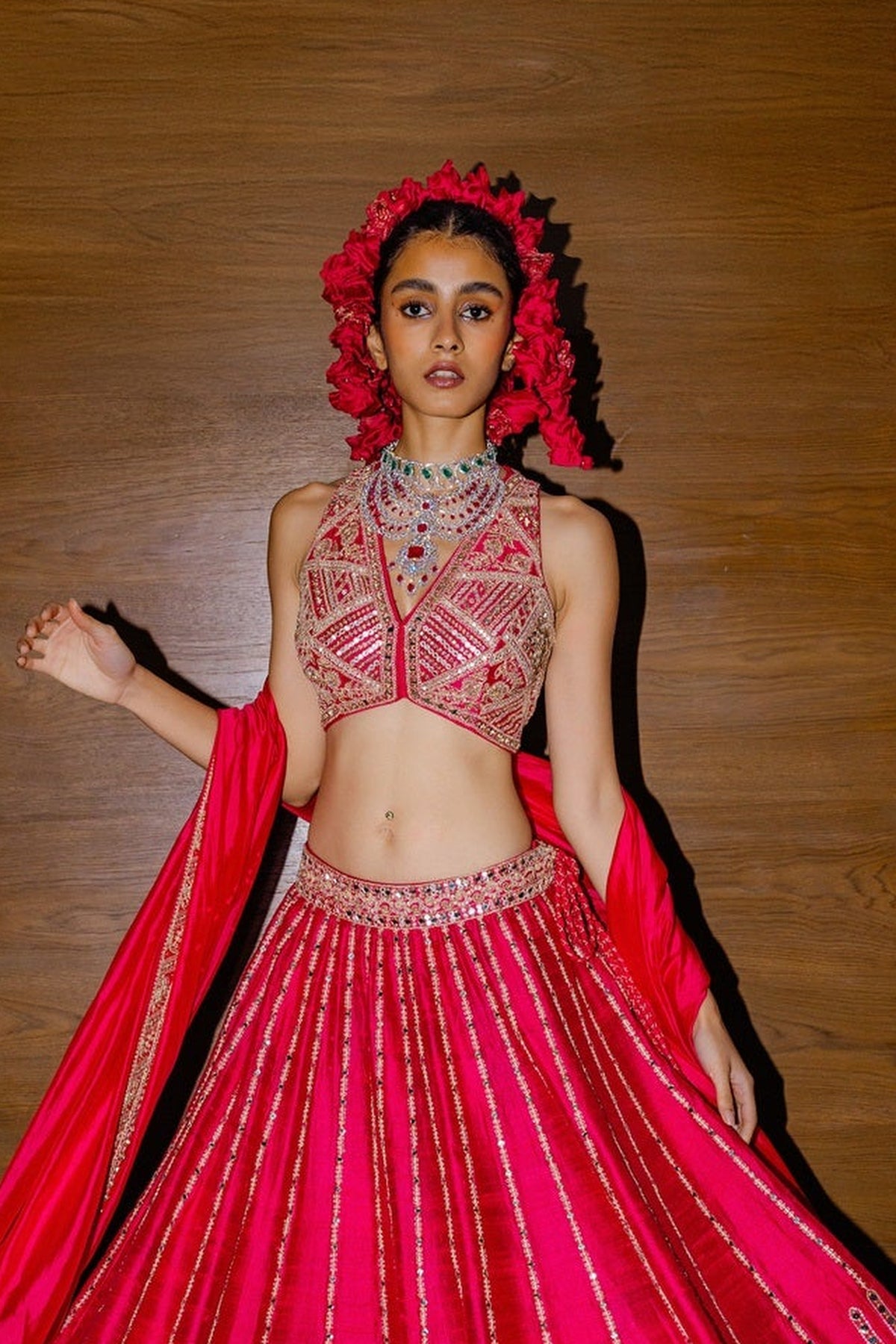 Raspberry Lehenga Set