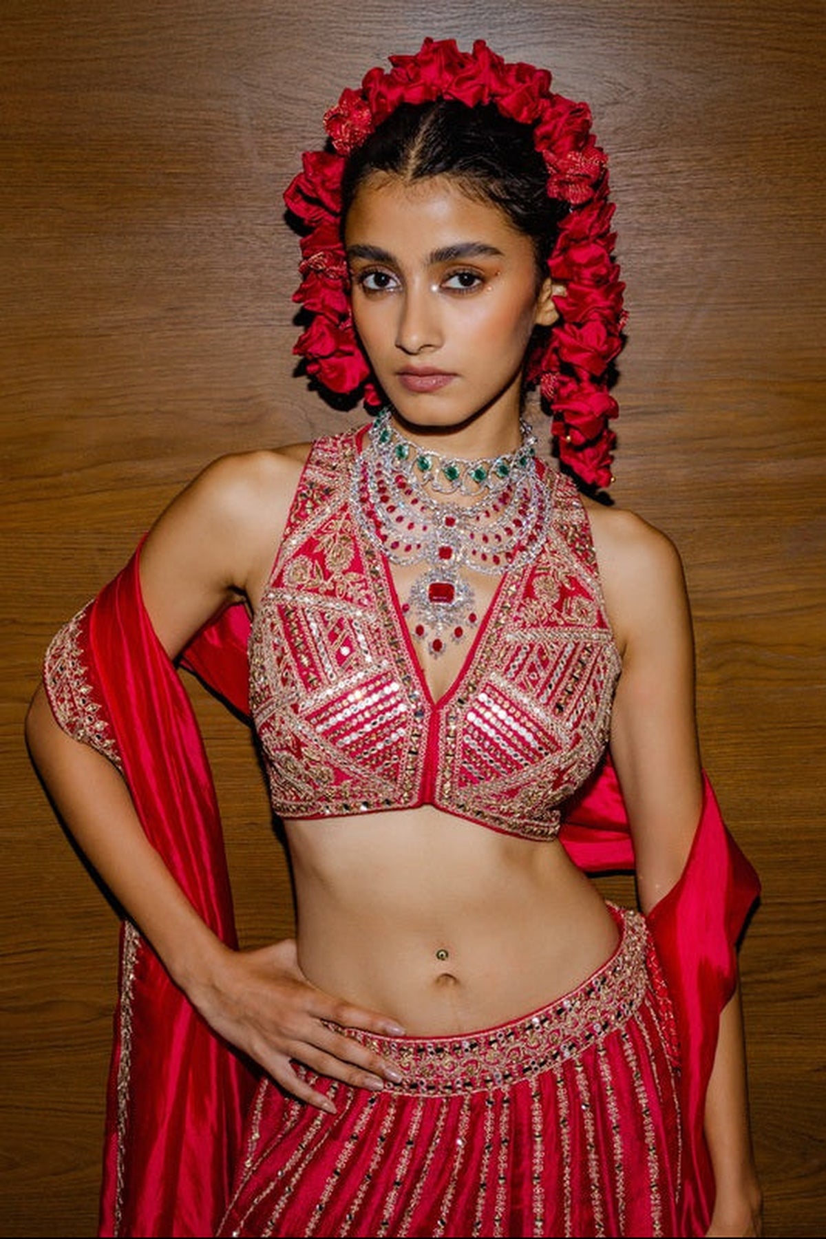 Raspberry Lehenga Set