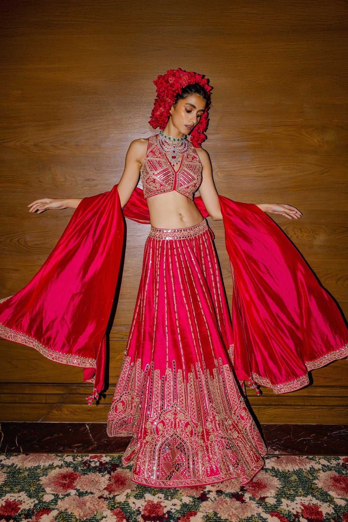 Raspberry Lehenga Set